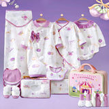 LSB 23pcs Purple Bow Newborn Baby Girl Gift Box, All Season Wear Hamper with Suitcase, (0-12 months)