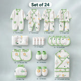 LSB 24 pcs Green Safari Animals Newborn Baby Girl/ Boy Gift Box All Season Wear Hamper(0 - 6 months)