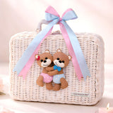 LSB 25 pcs, Twin Boy & Girl White cane basket themed Newborn Baby Boy, All Season wear,Gift Hamper set, 0-6 months