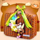 LSB 25 pcs Brown Cute Bear Hamper for Newborn Boy/Girl, All Season wear hamper with luxury designed brown storage cane basket 0-12 months