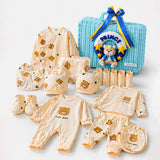LSB 25 pcs Prince Hamper for Newborn Boy/Girl, All Season wear hamper with luxury designed blue storage cane basket 0-12 months