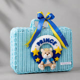 LSB 25 pcs Prince Hamper for Newborn Boy/Girl, All Season wear hamper with luxury designed blue storage cane basket 0-12 months