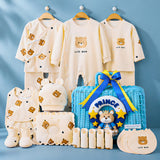 LSB 25 pcs Prince Hamper for Newborn Boy/Girl, All Season wear hamper with luxury designed blue storage cane basket 0-12 months