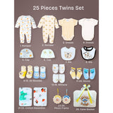 LSB 25 pcs, Twin Boys White cane basket themed Newborn Baby Boy, All Season wear,Gift Hamper set, 0-6 months