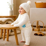 Lsb 5 Pcs Blue Cat & Ivory Collar,Premium Knitted Winter Head To Bottom Clothing Set For Baby