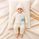 Lsb 5 Pcs Blue Cat & Ivory Collar,Premium Knitted Winter Head To Bottom Clothing Set For Baby