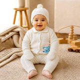 Lsb 5 Pcs Blue Cat & Ivory Collar,Premium Knitted Winter Head To Bottom Clothing Set For Baby