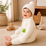 Lsb 5Pcs Green Cat & Ivory Collar,Premium Knitted Winter Head To Bottom Clothing Set For Baby