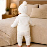 Lsb 5 Pcs Orange Cat & Ivory Collar,Premium Knitted Winter Head To Bottom Clothing Set For Baby