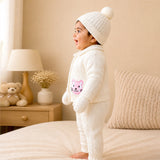 Lsb 5 Pcs Pink Cat & Ivory Collar,Premium A Winter Head To Bottom Clothing Set For Baby
