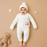 Lsb 5 Pcs Pink Cat & Ivory Collar,Premium A Winter Head To Bottom Clothing Set For Baby