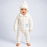 Lsb 5 Pcs Blue Wings & Ivory Soft Collar,Premium Knitted Winter Head To Bottom Clothing Set For Baby