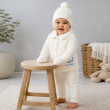 Lsb 5 Pcs Blue Wings & Ivory Soft Collar,Premium Knitted Winter Head To Bottom Clothing Set For Baby