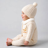 Lsb 5 Pcs Brown Wings & Ivory Soft Collar,Premium Knitted Winter Head To Bottom Clothing Set For Baby