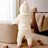 Lsb 5 Pcs Brown Wings & Ivory Soft Collar,Premium Knitted Winter Head To Bottom Clothing Set For Baby