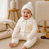 Lsb 5 Pcs Brown Wings & Ivory Soft Collar,Premium Knitted Winter Head To Bottom Clothing Set For Baby