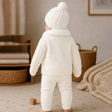 Lsb 5 Pcs Green Wings & Ivory Soft Collar,Premium Knitted Winter Head To Bottom Clothing Set For Baby