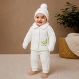 Lsb 5 Pcs Green Wings & Ivory Soft Collar,Premium Knitted Winter Head To Bottom Clothing Set For Baby