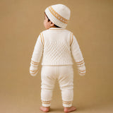 Lsb 6 Pcs Grape Brown & Ivory Premium Knitted Winter Head To Bottom Clothing Set For Baby