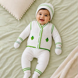 Lsb 6 Pcs Grape Green & Ivory Premium Knitted Winter Clothing Set For Baby