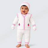 Lsb 6Pcs Grape Pink & Ivory Premium Knitted Winter Clothing Set For Baby