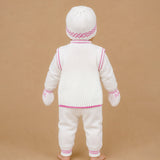 Lsb 6Pcs Grape Pink & Ivory Premium Knitted Winter Clothing Set For Baby