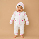 Lsb 6Pcs Grape Pink & Ivory Premium Knitted Winter Clothing Set For Baby