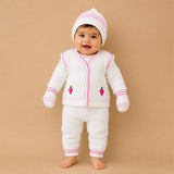 Lsb 6Pcs Grape Pink & Ivory Premium Knitted Winter Clothing Set For Baby