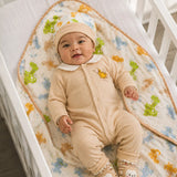 LSB 9 Pcs Beige Animals print Newborn Baby All Season Wear, Net Gift Hamper set, 0-6 months