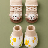 LSB 9 Pcs Beige Animals print Newborn Baby All Season Wear, Net Gift Hamper set, 0-6 months