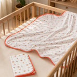 LSB 9 Pcs Peach Fishy Print Newborn Baby All Season Wear, Net Gift Hamper set, 0-6 months