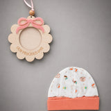 LSB 9 Pcs Peach Fishy Print Newborn Baby All Season Wear, Net Gift Hamper set, 0-6 months