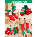LSB Red & Green Christmas Ankle Length Socks For Kids-Set Of 5 Pcs