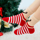 LSB Red & Green Christmas Ankle Length Socks For Kids-Set Of 5 Pcs