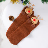 LSB Dark Brown Reindeer -Xmas Tree Theme Woolen Christmas Socks For Kids