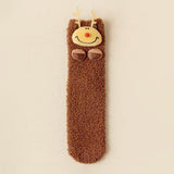 LSB Dark Brown Reindeer -Xmas Tree Theme Woolen Christmas Socks For Kids