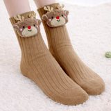 LSB Brown 3D Baby Reindeer Christmas Themed Ankle Length Socks For Kids