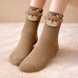 LSB Brown 3D Baby Reindeer Christmas Themed Ankle Length Socks For Kids