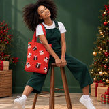 LSB Red Gift Box, Woven Christmas Tote Bag