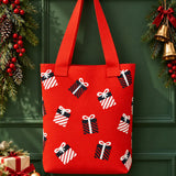 LSB Red Gift Box, Woven Christmas Tote Bag
