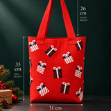 LSB Red Gift Box, Woven Christmas Tote Bag