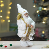 12 inches Gold Dotted and Stripes Santa, Christmas Home and Table Decor