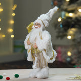 12 inches Gold Dotted and Stripes Santa, Christmas Home and Table Decor