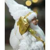 12 inches Gold Dotted and Stripes Santa, Christmas Home and Table Decor