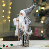12 inches Grey Shiny hanging sledge Santa, Christmas Home and Table Decor