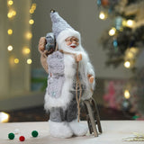 12 inches Grey Shiny hanging sledge Santa, Christmas Home and Table Decor
