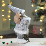 12 inches Grey Shiny hanging sledge Santa, Christmas Home and Table Decor
