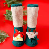 LSB Green Reindeer & Bell Christmas Themed Ankle Length Socks For Kids