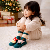 LSB Green Reindeer & Bell Christmas Themed Ankle Length Socks For Kids