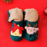 LSB Green Reindeer & Bell Christmas Themed Ankle Length Socks For Kids